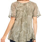 Sakkas Marzia Women's Loose Fit Short Sleeve Casual Tie Dye Batik Blouse Top Tunic