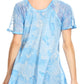 Sakkas Marzia Women's Loose Fit Short Sleeve Casual Tie Dye Batik Blouse Top Tunic