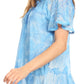 Sakkas Marzia Women's Loose Fit Short Sleeve Casual Tie Dye Batik Blouse Top Tunic