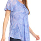 Sakkas Marzia Women's Loose Fit Short Sleeve Casual Tie Dye Batik Blouse Top Tunic