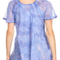 Sakkas Marzia Women's Loose Fit Short Sleeve Casual Tie Dye Batik Blouse Top Tunic