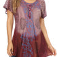 Sakkas Marzia Women's Loose Fit Short Sleeve Casual Tie Dye Batik Blouse Top Tunic