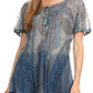 Sakkas Marzia Women's Loose Fit Short Sleeve Casual Tie Dye Batik Blouse Top Tunic