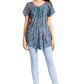 Sakkas Marzia Women's Loose Fit Short Sleeve Casual Tie Dye Batik Blouse Top Tunic