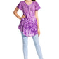 Sakkas Marzia Women's Loose Fit Short Sleeve Casual Tie Dye Batik Blouse Top Tunic