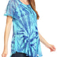 Sakkas Marzia Women's Loose Fit Short Sleeve Casual Tie Dye Batik Blouse Top Tunic