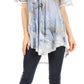 Sakkas Marzia Women's Loose Fit Short Sleeve Casual Tie Dye Batik Blouse Top Tunic