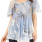 Sakkas Marzia Women's Loose Fit Short Sleeve Casual Tie Dye Batik Blouse Top Tunic