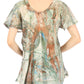Sakkas Marzia Women's Loose Fit Short Sleeve Casual Tie Dye Batik Blouse Top Tunic