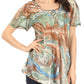 Sakkas Marzia Women's Loose Fit Short Sleeve Casual Tie Dye Batik Blouse Top Tunic