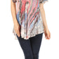 Sakkas Marzia Women's Loose Fit Short Sleeve Casual Tie Dye Batik Blouse Top Tunic
