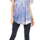 Sakkas Marzia Women's Loose Fit Short Sleeve Casual Tie Dye Batik Blouse Top Tunic