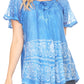 Sakkas Marzia Women's Loose Fit Short Sleeve Casual Tie Dye Batik Blouse Top Tunic