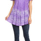 Sakkas Marzia Women's Loose Fit Short Sleeve Casual Tie Dye Batik Blouse Top Tunic
