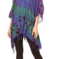 Sakkas Geno Round Neck Casual Boho Short Sleeve Loose Blouse Top Cover-up w/Fringe
