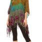 Sakkas Geno Round Neck Casual Boho Short Sleeve Loose Blouse Top Cover-up w/Fringe
