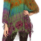 Sakkas Geno Round Neck Casual Boho Short Sleeve Loose Blouse Top Cover-up w/Fringe
