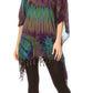 Sakkas Geno Round Neck Casual Boho Short Sleeve Loose Blouse Top Cover-up w/Fringe