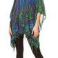 Sakkas Geno Round Neck Casual Boho Short Sleeve Loose Blouse Top Cover-up w/Fringe