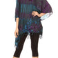 Sakkas Geno Round Neck Casual Boho Short Sleeve Loose Blouse Top Cover-up w/Fringe