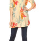 Sakkas Ona Women's Casual Summer Cotton 3/4 Sleeve Print Loose Tunic Top Blouse