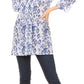 Sakkas Ona Women's Casual Summer Cotton 3/4 Sleeve Print Loose Tunic Top Blouse