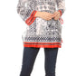 Sakkas Sasa Women's Casual Summer Cotton 3/4 Sleeve Print Loose Tunic Top Blouse