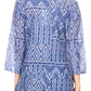 Sakkas Sasa Women's Casual Summer Cotton 3/4 Sleeve Print Loose Tunic Top Blouse