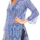 Sakkas Sasa Women's Casual Summer Cotton 3/4 Sleeve Print Loose Tunic Top Blouse