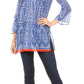 Sakkas Sasa Women's Casual Summer Cotton 3/4 Sleeve Print Loose Tunic Top Blouse