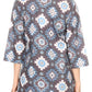 Sakkas Sasa Women's Casual Summer Cotton 3/4 Sleeve Print Loose Tunic Top Blouse