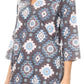 Sakkas Sasa Women's Casual Summer Cotton 3/4 Sleeve Print Loose Tunic Top Blouse