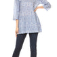 Sakkas Sasa Women's Casual Summer Cotton 3/4 Sleeve Print Loose Tunic Top Blouse