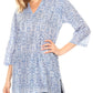 Sakkas Sasa Women's Casual Summer Cotton 3/4 Sleeve Print Loose Tunic Top Blouse