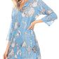 Sakkas Sasa Women's Casual Summer Cotton 3/4 Sleeve Print Loose Tunic Top Blouse