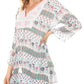 Sakkas Matia Women's Casual Summer Cotton Long Sleeve Print Loose Tunic Top Blouse
