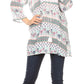 Sakkas Matia Women's Casual Summer Cotton Long Sleeve Print Loose Tunic Top Blouse