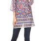 Sakkas Matia Women's Casual Summer Cotton Long Sleeve Print Loose Tunic Top Blouse