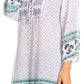 Sakkas Dalila Soft Crinckle Damask Printed Rayon Tunic Blouse with Embroidery