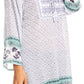 Sakkas Dalila Soft Crinckle Damask Printed Rayon Tunic Blouse with Embroidery