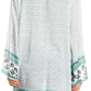 Sakkas Dalila Soft Crinckle Damask Printed Rayon Tunic Blouse with Embroidery
