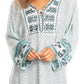 Sakkas Dalila Soft Crinckle Damask Printed Rayon Tunic Blouse with Embroidery