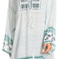 Sakkas Dalila Soft Crinckle Damask Printed Rayon Tunic Blouse with Embroidery