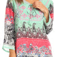Sakkas Caterina Boho Lightweight Casual Embroidered Floral Tunic  / Blouse Top