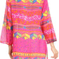 Sakkas Carina Tie Front 3/4 Sleeve Tunic with Cross Stitch Embroidery