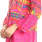 Sakkas Carina Tie Front 3/4 Sleeve Tunic with Cross Stitch Embroidery