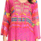 Sakkas Carina Tie Front 3/4 Sleeve Tunic with Cross Stitch Embroidery