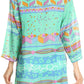 Sakkas Carina Tie Front 3/4 Sleeve Tunic with Cross Stitch Embroidery