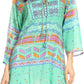 Sakkas Carina Tie Front 3/4 Sleeve Tunic with Cross Stitch Embroidery