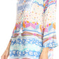 Sakkas Carina Tie Front 3/4 Sleeve Tunic with Cross Stitch Embroidery